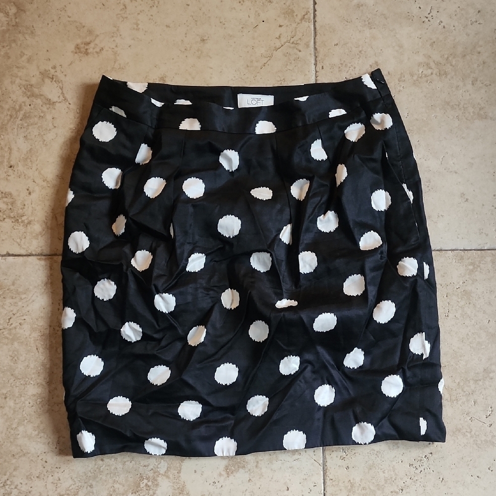 LOFT Black and White Dot Pencil Skirt